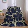 Blue Petals Flannel Blanket Warm Soft Halloween Christmas Couch Warm Cozy Decorative Decor Gift for All Season