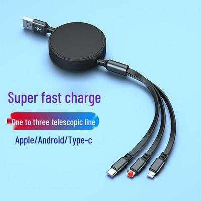 5A Rapid Charge Retractable 3-in-1 Data Cable with Custom Logo - Tangle-Free Design