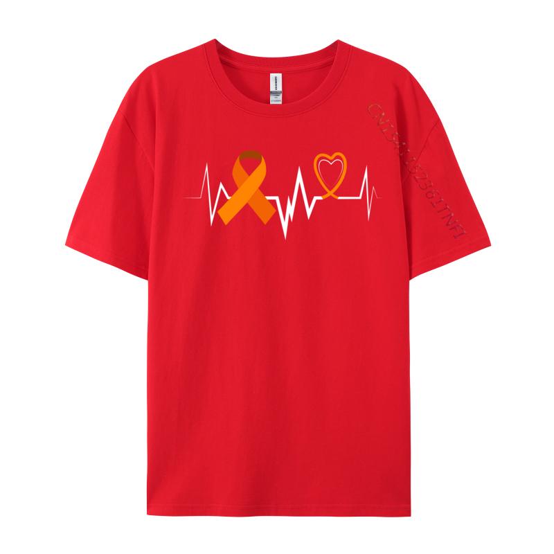 Heartbeat Adhd Orange Ribbon Add Adhd Awareness Unisexs Prevailing Normal Tops Shirt Cotton T Shirts Heartbeat 98 Tops T Shirt S