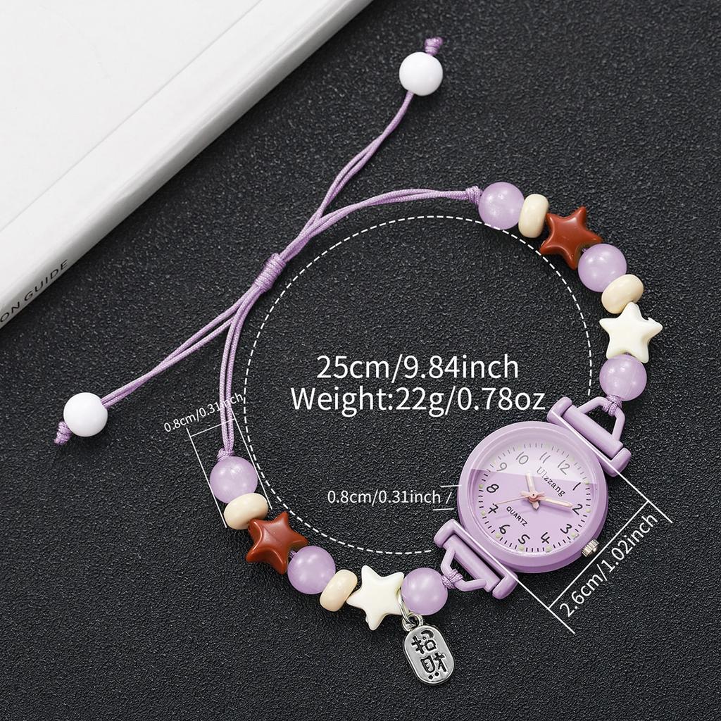Fashion Beads Strap Women Wristwatches Arabic Dial Quartz Watch for Girls Students Clock Gift Relogio Feminino (Without Box)