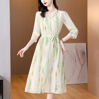 Robe d'été tendance pour femme, nouvelle robe décontractée à col en V, style vintage, pour les vacances