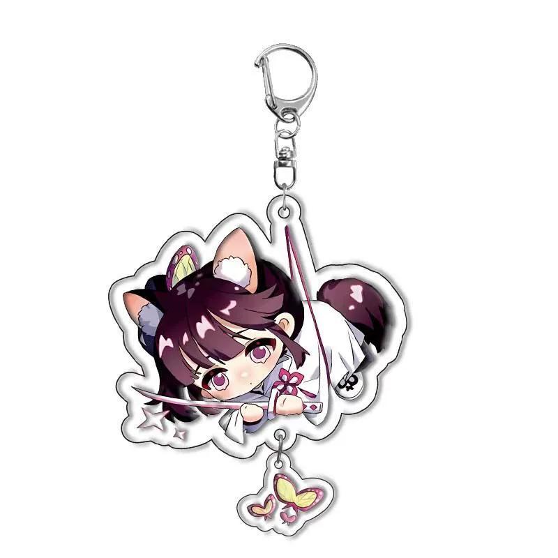 Keychain Pendant Anime Demon Slayer Kimetsu No Yaiba Kamado Tanjirou Double Sided HD Bag Pendant Gift For Fans Cosplay Props Jewelry Gift