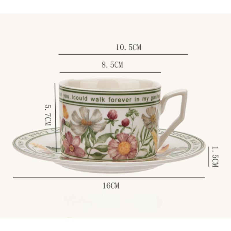 Retro Teetasse 240ml Sonnige Blume Blühend Kaffeetasse Untertasse Set Keramik Kaffeesets Mode Geschenk