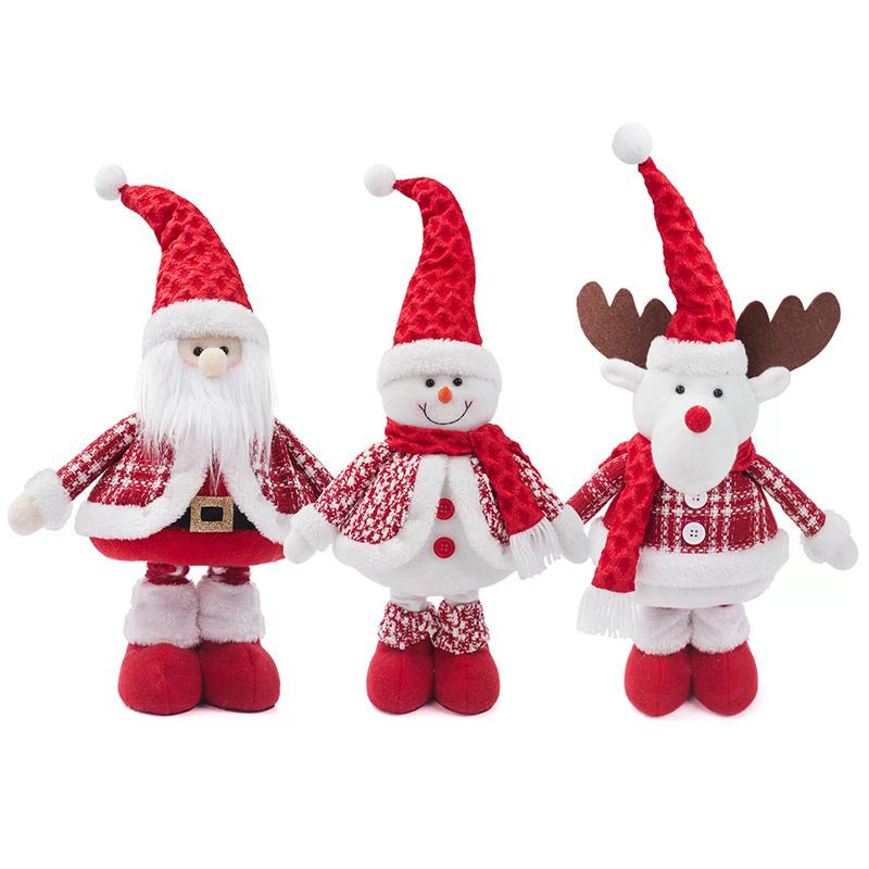 Retractable Festive Ornaments Santa Deer Snowman Polyester Sculpture Space Saving Tabletop Holiday Display