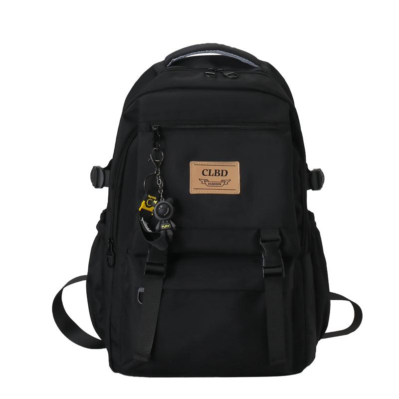 

2023 Trendy Nylon Korean-Style Backpack for College Students: Large Capacity Men s and Women s Casual Travel Bag. Single Backpack чёрный