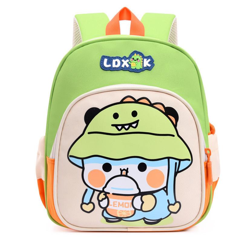 

Charming Cartoon Polyester Lined Kids Backpack With Arc Shoulder Straps For School світло-зелений колір