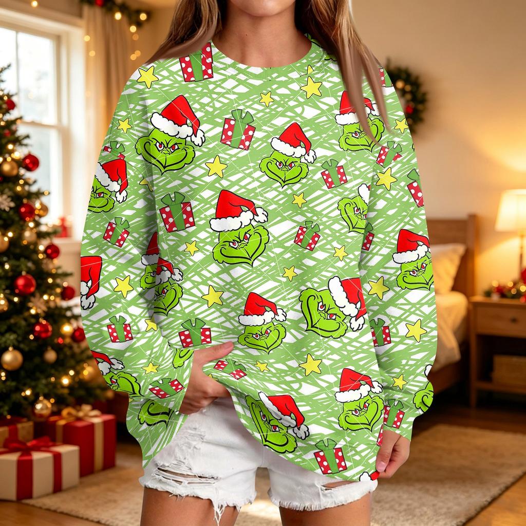 Women's Casual Christmas Print Neck Sweatshirt