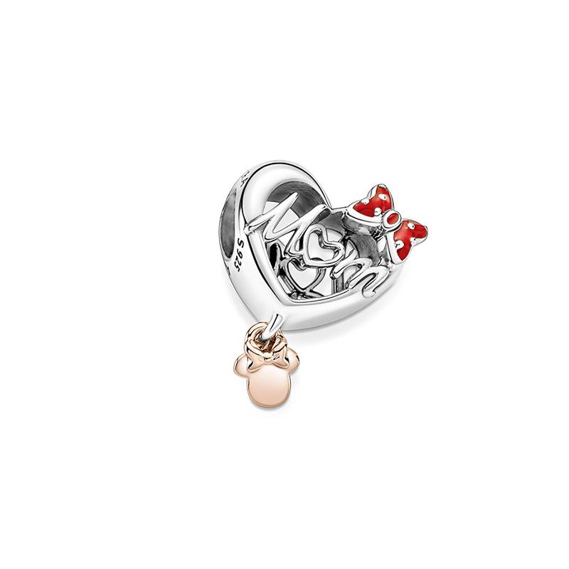 Pandora Disney Series Love You Mom Minnie Pendant Heart Shape Charm Multicolor 781142C01
