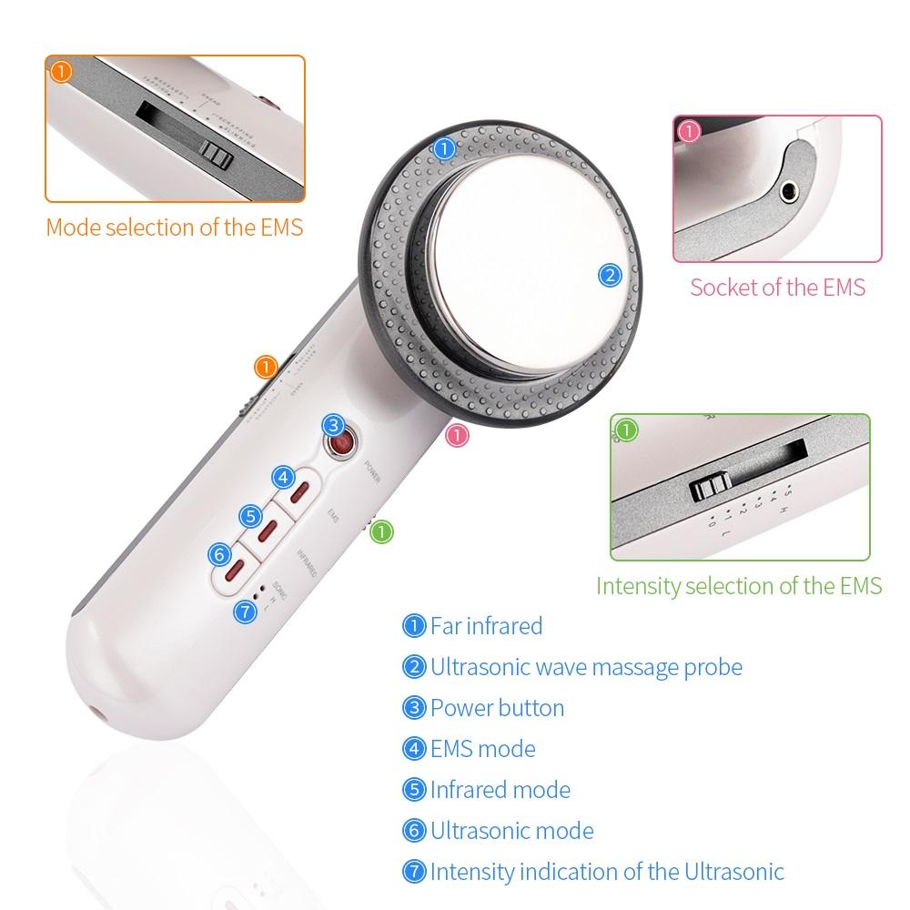 Ultrasound Cavitation Body Slimming Massager EMS Micro Current Weight Loss Far Infrared Facial Lifting Beauty Device