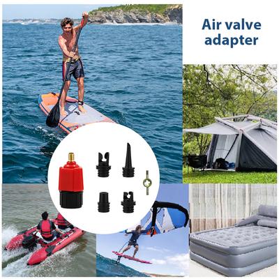 Air Valve Adapter Multifunctional Pump Valve Adapter 4 Standard Nozzles for Inflatable Boat Bed for Stand Up Paddle Board