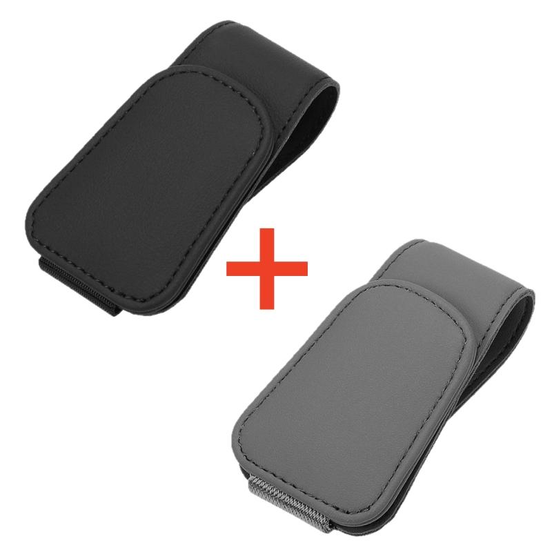 Sunglasses Holder For Car Sun Visor Leather Eyeglass Holder Ticket Card Clip Magnetic Car Glasses Holder Car Visor Accessories