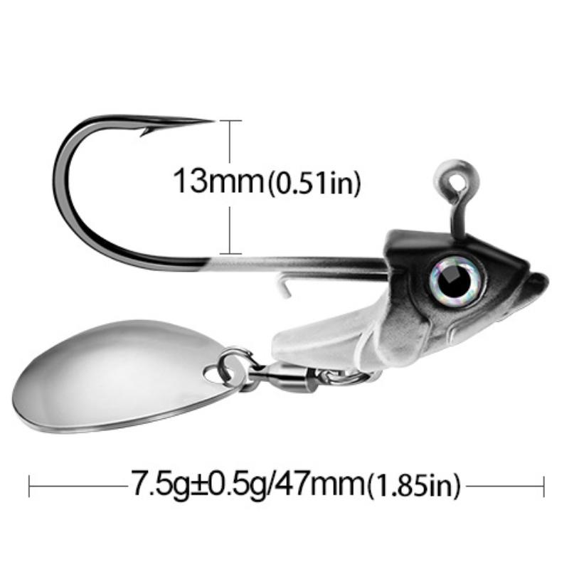 

Lure Fishing Simulation False Bait Lead Head Hooks Floating Fishing Accessories 7.5g±0.5g 4.7cm/1.85in чорний