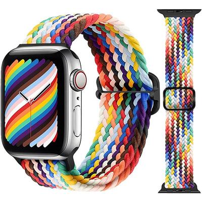 Adjustable Nylon Braided Strap for Apple Watch 8 7 6 5 4 SE 44mm 40mm Elastic Replacement Bracelet Wrist Strap for Iwatch 3 42mm 38mm Band