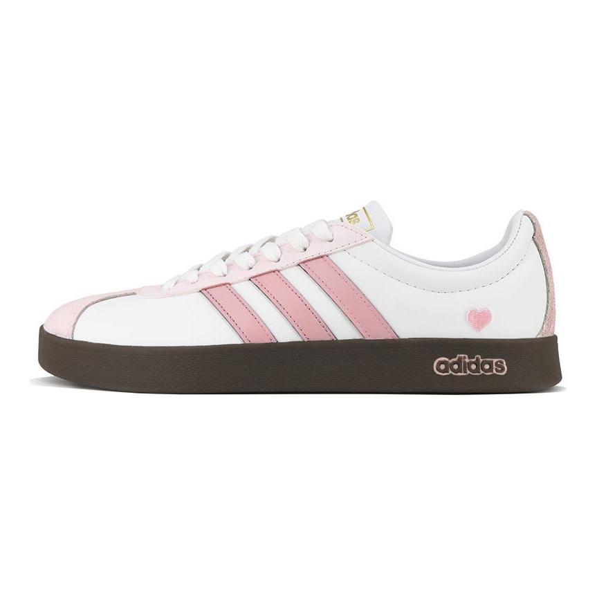 adidas Neo Vl Court Song Of Love, Amber Leather Low Top Skateboard Shoes Unisex Pink White ID6015(Team189-)