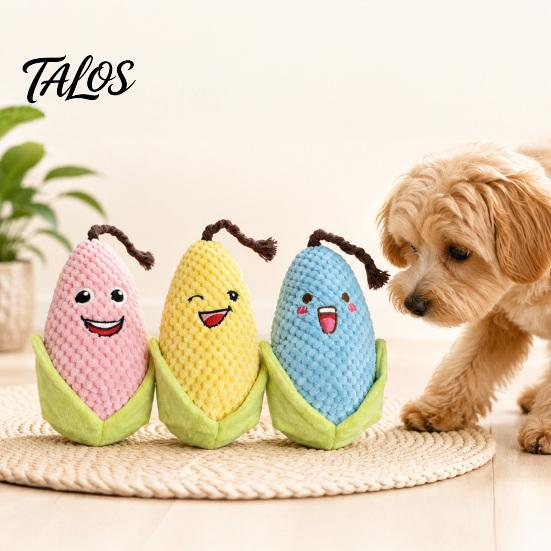 Soft Bite Resistant Dog Plush Corn Toy, Squeaky Chew Crinkle Stuffed Safe Toys for Puppies Puppy Teething Toy Small To Medium Dogs Funny Boredom
