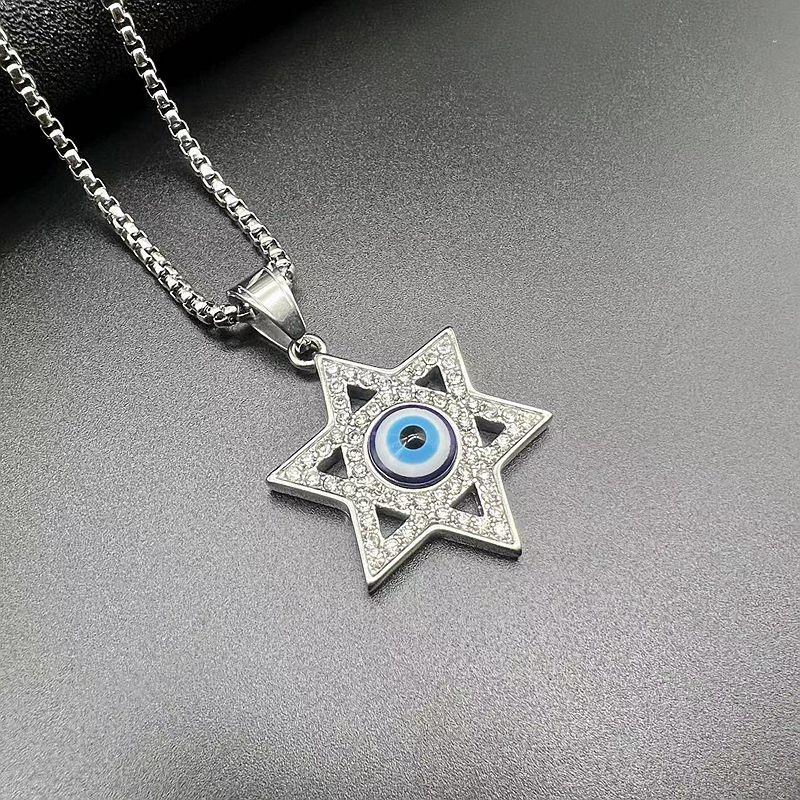 Fashion Hip Hop Eyeball Vintage Punk Evil Eyes Hexagram Star Stainless Steel Pendant Star of David Necklace Lucky Evil Eye Gifts