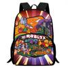 15-Inch Roblox Cartoon Backpack, Large Capacity Back Support Backpack with Front Pocket, Suitable for Unisex Children Aged 5-8