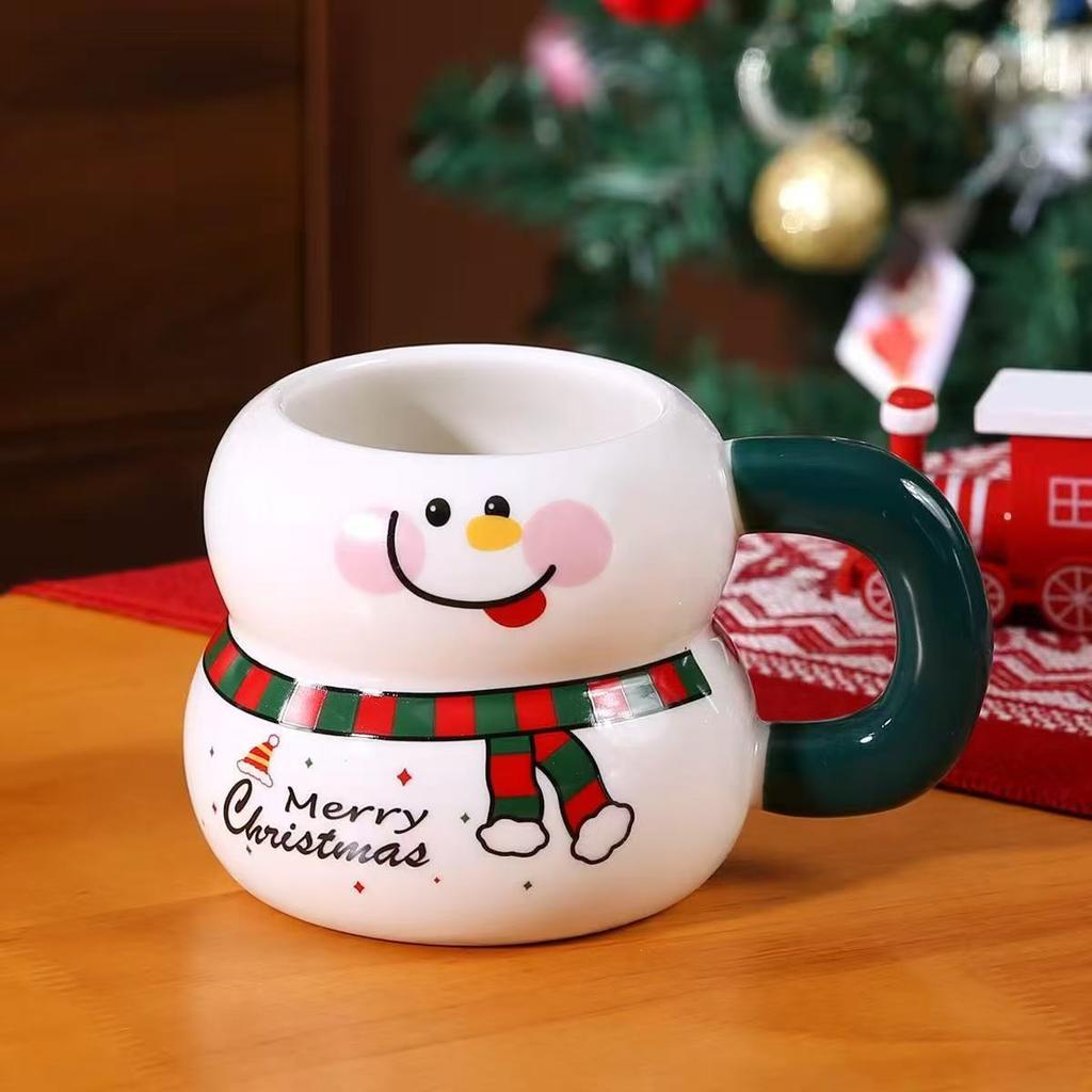 350ML Snowman Mug Creative Large Capacity Ceramic Cup Coffee Cups Lovely Men and Women Birthday Gift Dormitory Fund