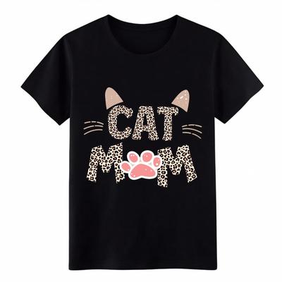 Amerikanischer Stil Katzenmama Leopard Grafik T-Shirt Unisex Haustierliebhaber Lässiges Geschenk T-Shirt