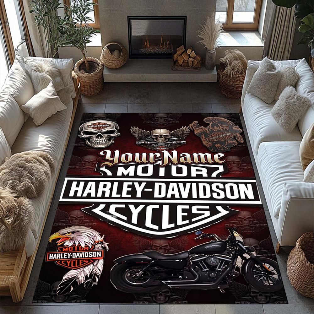 Harley-davidson Motorcycles Personalized Text Area Rug Perfect for Kitchen Dormitory Playrooms Hallway Anti-slip Rug Decorate Offices