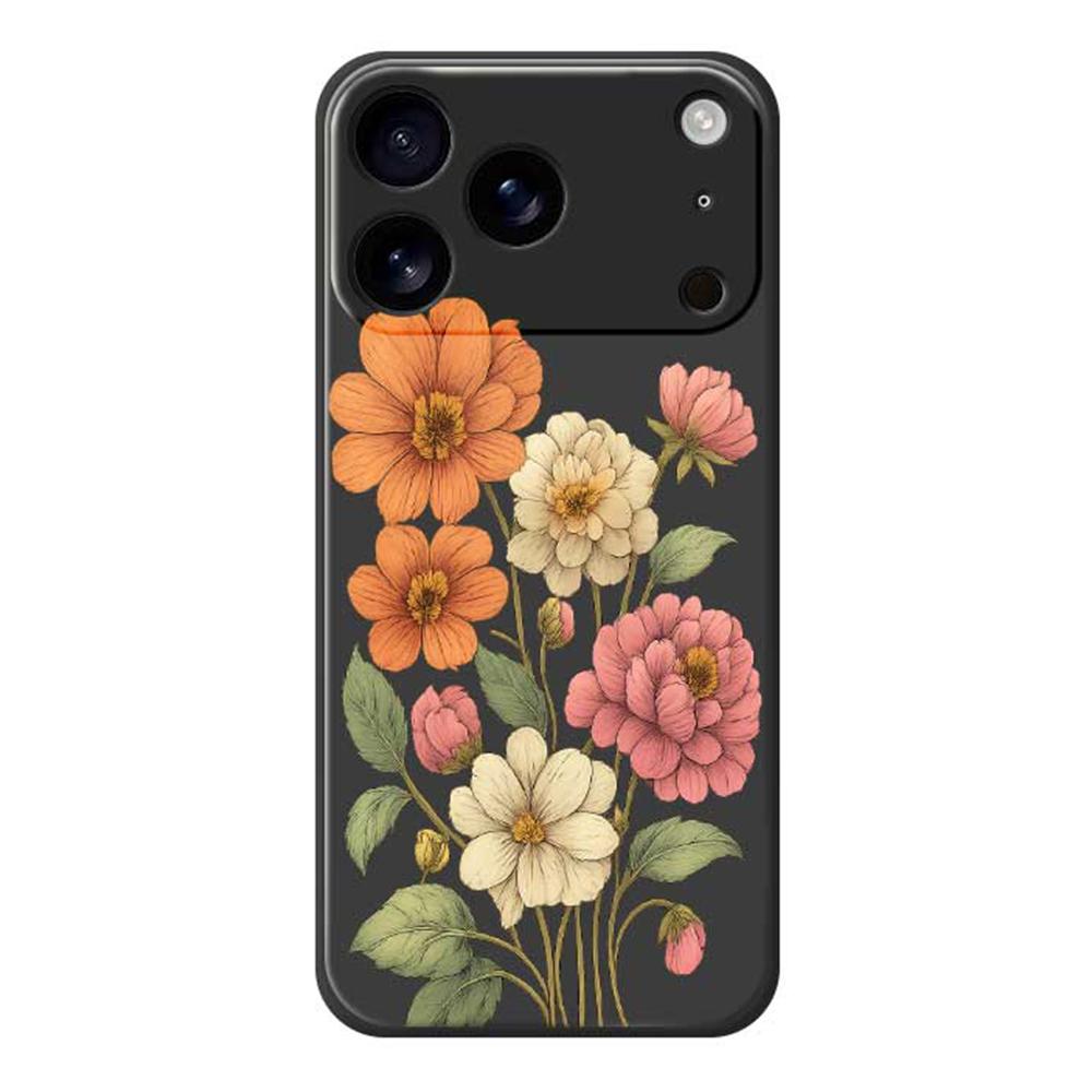 For iPhone 17 Pro Max Case Beautiful Flowers Pattern Printing Straight Edge TPU Phone Back Cover