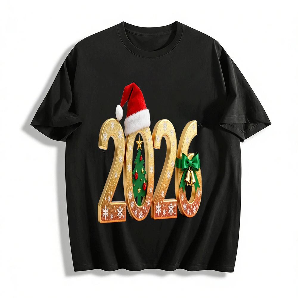 

2026 Christmas Themed Printed Top Festive Casual Long Sleeve T-Shirt Pure cotton T-shirt XXS