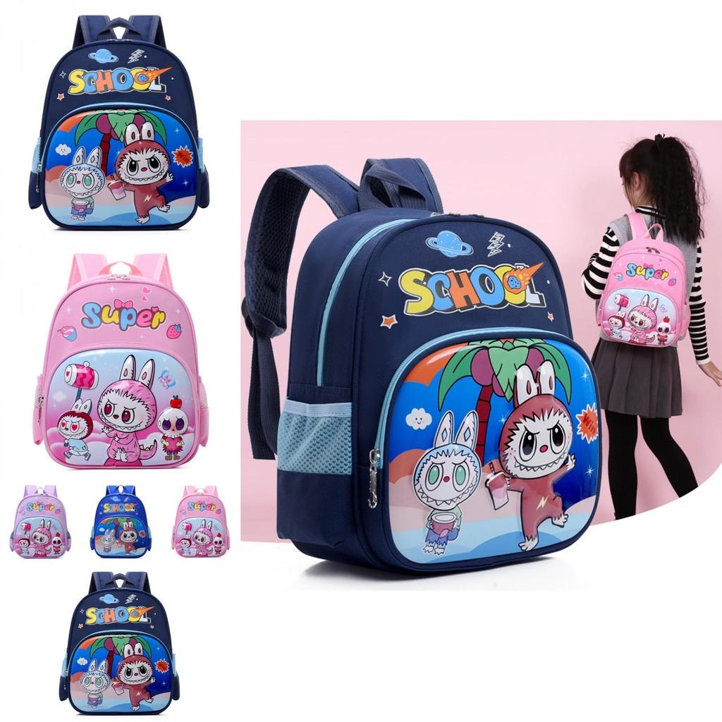 Charming Unisex Preschool Backpack In Pink Blue And Green With Cute Patterns