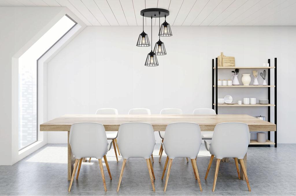 BLACK WIRE HANGING LAMP LOFT LED CHANDELIER