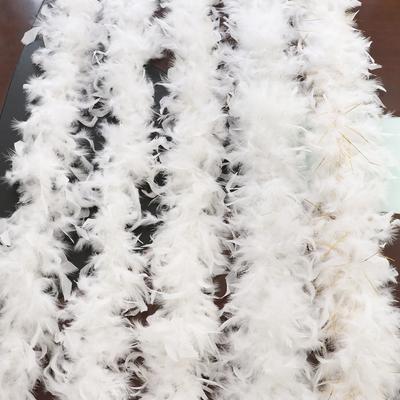 2Meter White Turkey Chandelle Feathers Boa Fully Ostrich Marabou Boa Trim For Wedding Dress Christmas Party Crafts Decoration