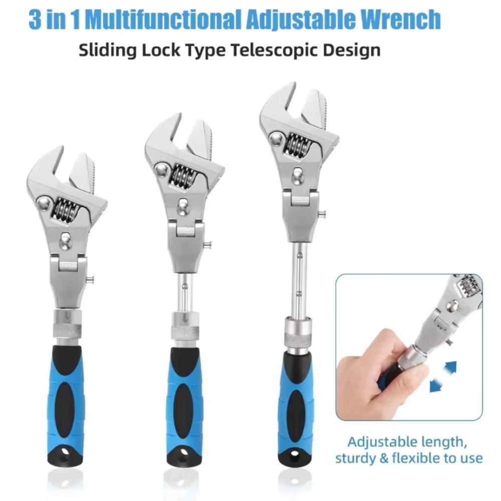 Adjustable Ratchet Wrench 10 Inch 180 Degree Folding Spanner Multifunction 5 In 1 Torque Wrench Tool