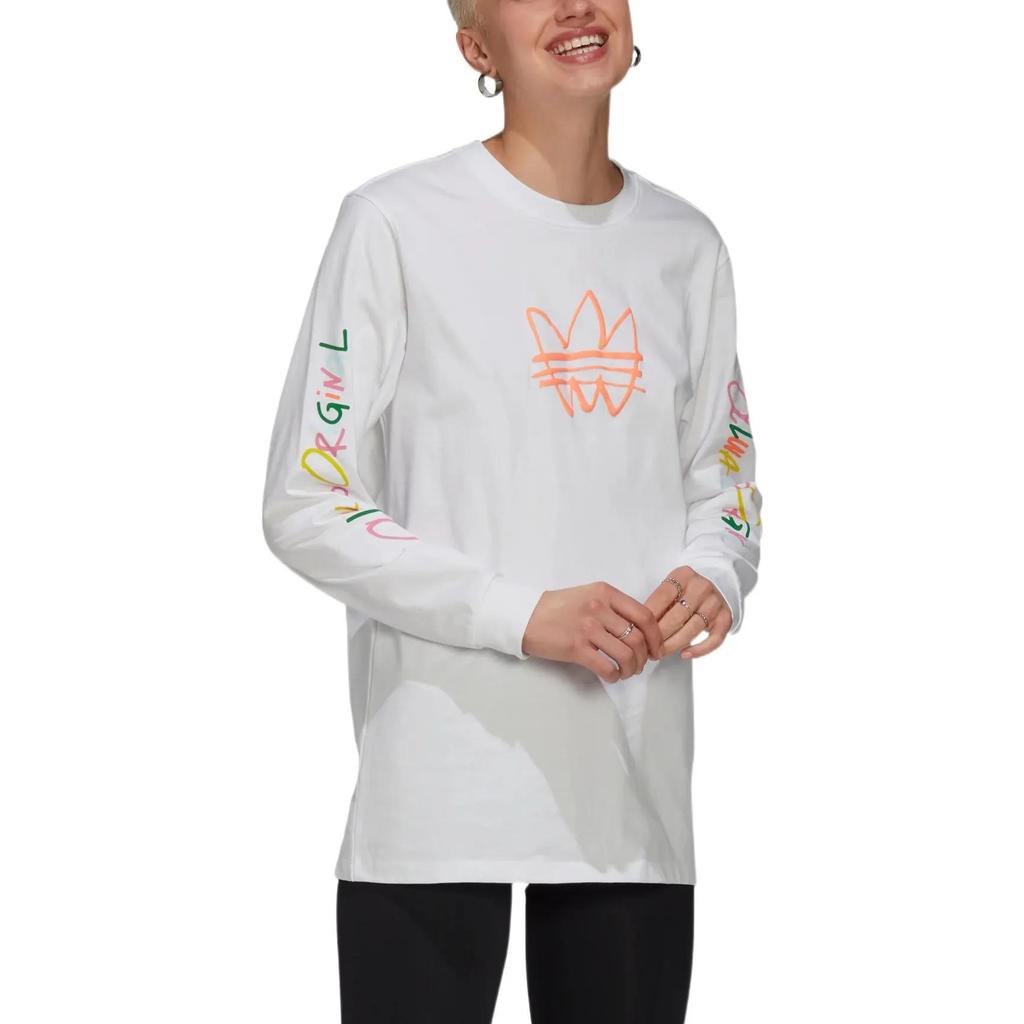 Adidas Originals GRAPHIC LS TEE T Shirt Women's White (Unisex) T-Shirts HN6339