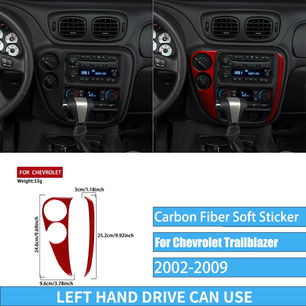 Real Carbon Fiber Car Accessories Trim Red Cover Soft Sticker For Chevrolet Trailblazer 2002 2003 2004 2005 2006 2007 2008 2009