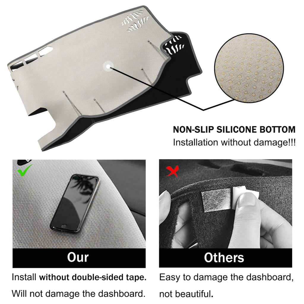 YOSRTER Dashboard Cover for Dodge Challenger Accessories Dash Mat UV Sunshade Dash Cover Protector Gray 2015-2024, Non-Slip Blocker, (Gray Edge, Trim)