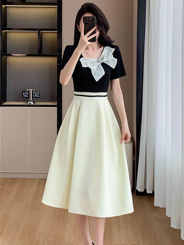 

In-Stock Summer Bow Tie Sweet Midi Dress Medium