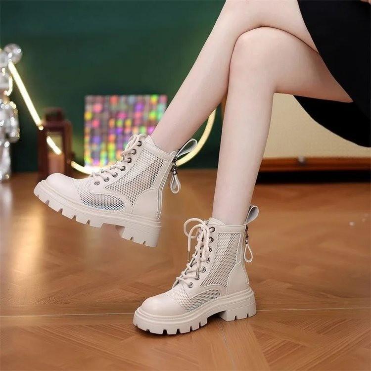 Summer thin Martin boots women's mesh super breathable hollow advanced sense new thick-soled short boots