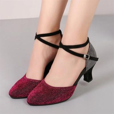 Women's Latin Dance Shoes Ballroom Shiny Salsa Dance Shoes Tango Ladies Girls Comfortable Dancing Shoes for Women Heel 5.5cm