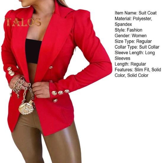 Kadın Takım Elbise Ceket Yaka Uzun Kollu Hırka Düz Renk Açık Ön Slim Fit Takım Elbise Ceket İş Dış Giyim