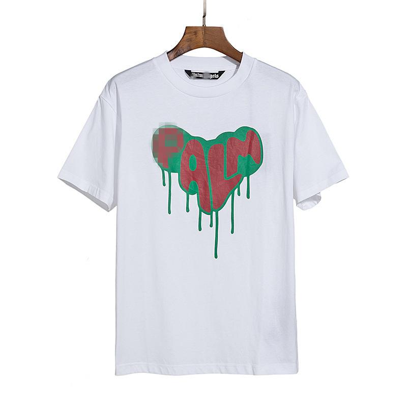 Grenzüberschreitende europäische und amerikanische Trendmarke Palm Angel Liebesbrief geschmolzen bedrucktes kurzärmeliges T-Shirt Herren und Damen Amerikanischer High Street