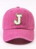 Fuchsia Pink Letter E Patch Casual Dad Hat Adjustable Unisex Outdoor Sun Visor Cap