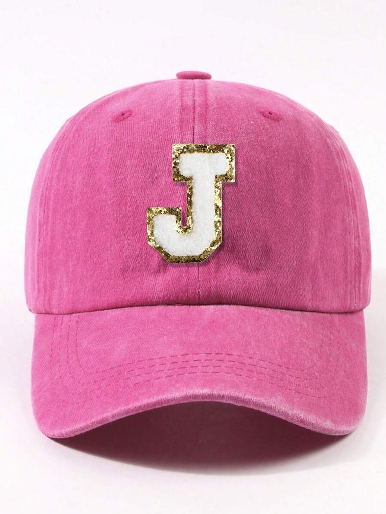 Fuchsia Pink Letter E Patch Casual Dad Hat Adjustable Unisex Outdoor Sun Visor Cap