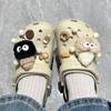 Coal Briquette Plush Doll Shoe Ornaments: Removable & Cute Clog Accessories 