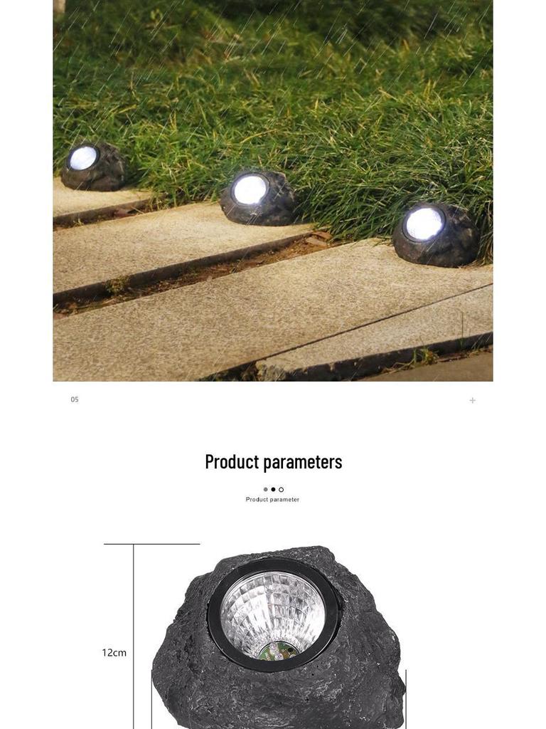 LED Wasserdichte Solarsteinleuchte für Außengartendekorationen und Rasenscheinwerfer