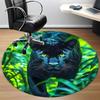 1pc Panther, Jungle Print Chair Carpet for Office, Round Non-Slip Durable Large Size Office Carpet, Suitable for Office, Beautiful Decoration