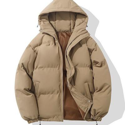 Men's Cotton Clothes 2025 Winter New Loose Hooded Solid Color Thickened Warm Thickened Couple Bag Cotton Clothes