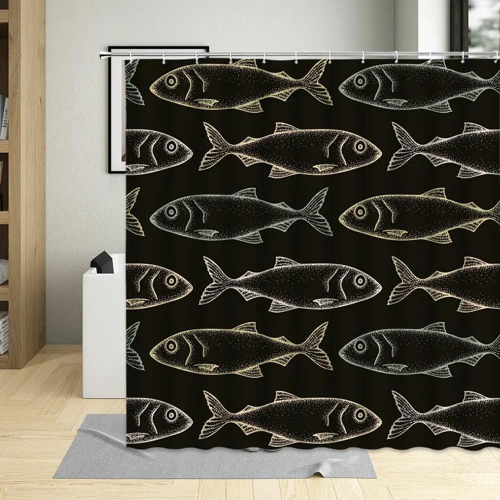 3D Shower Curtains Bathroom Waterproof Cartoon Lovely Fish Child Bathtub Decor Curtains Polyester Fabric Screen With Hooks