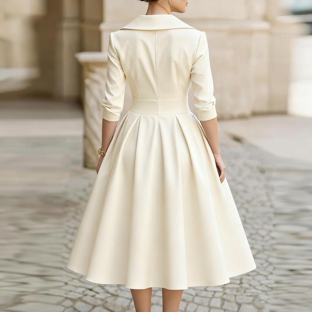 Damen Casual Mode V-Ausschnitt Langarm Retro Weihnachtsprint Retro Kleid