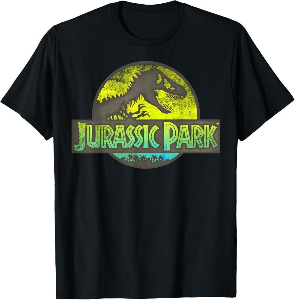 Jurassic Park Neon Yellow Green Safari Logo Graphic T-Shirt XL