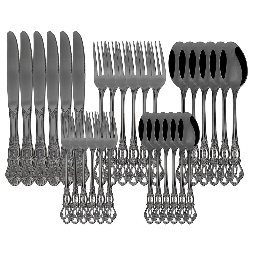 30 ks/6 sada sada příborů z nerezové oceli jídelní nože dezertní vidlička čajová lžička sada nádobí vintage duté nádobí svatební potřeby