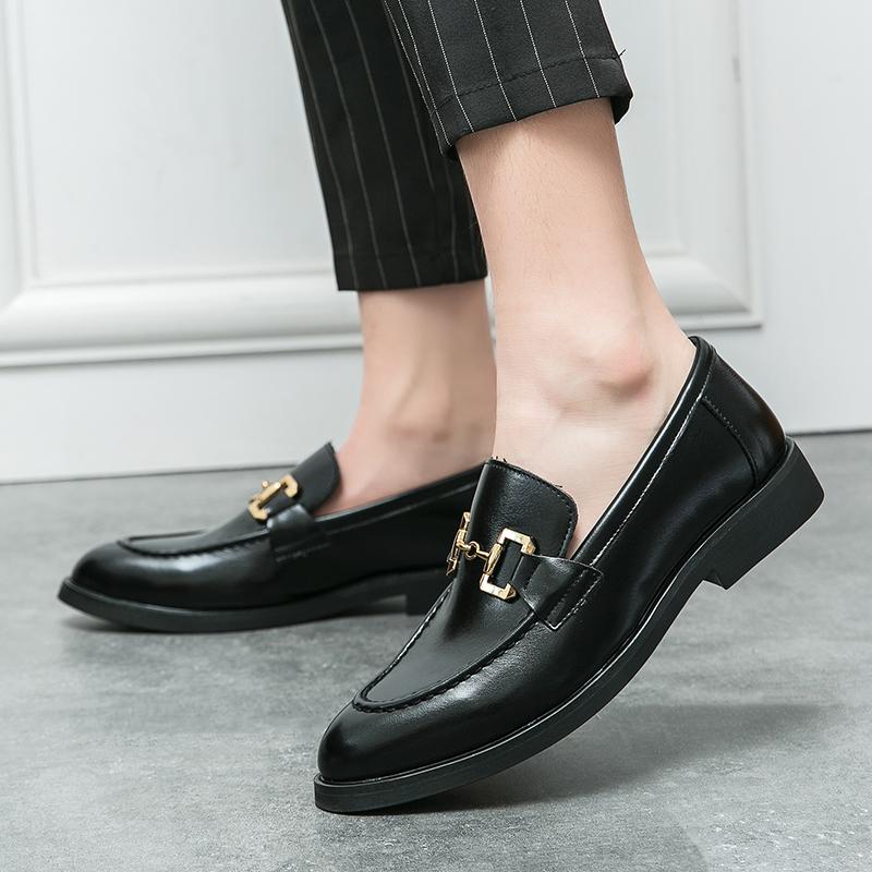 Men Classic Retro Loafer Casual Street Style Brown Leather Slip on Business Formal Shoes Black Dress Shoes Large Size