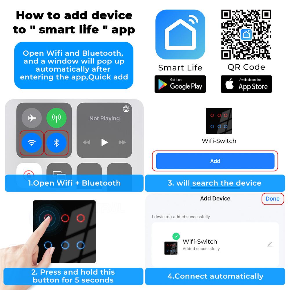 Zigbee Smart Glass Switch, Brazil Standard, Alexa-Compatible Wireless Touch Control, Zero Fire Version